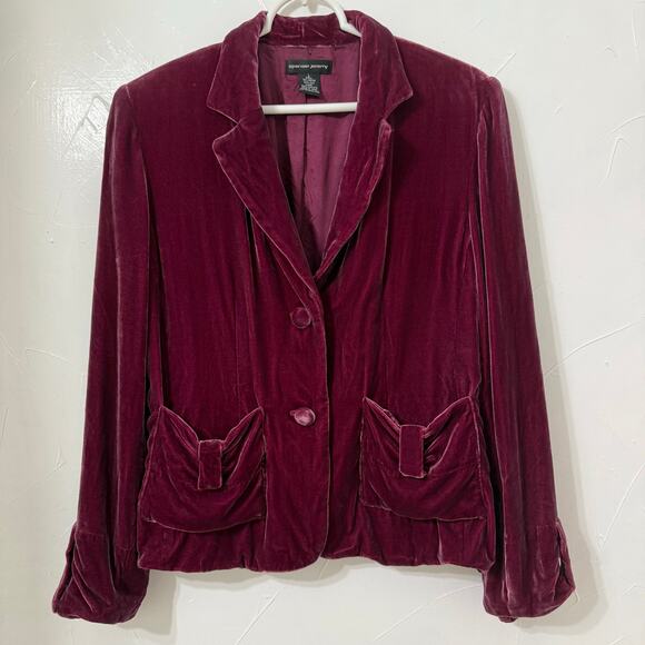Spenser Jeremy Velvet Style Button Up Blazer Women's Maroon Large Shirt - Picture 1 of 6